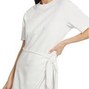 Vince White Short Sleeve Tie CottonWaist Dress